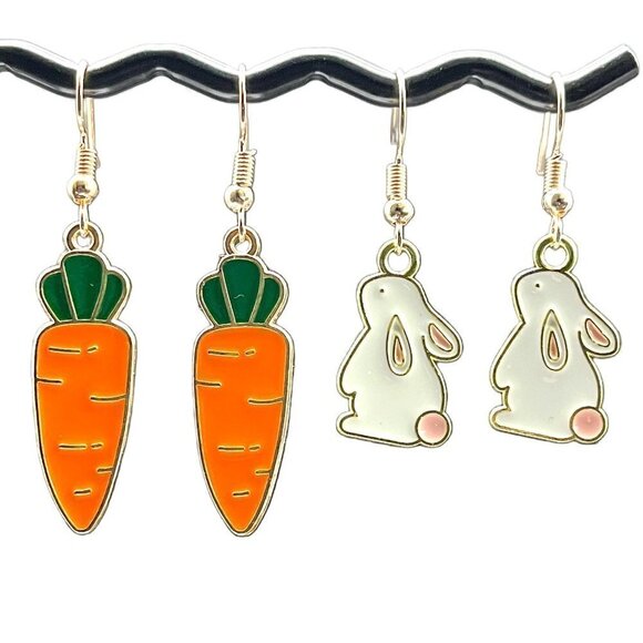 Easter Bunny and Carrot Earring Set - Picture 1 of 7